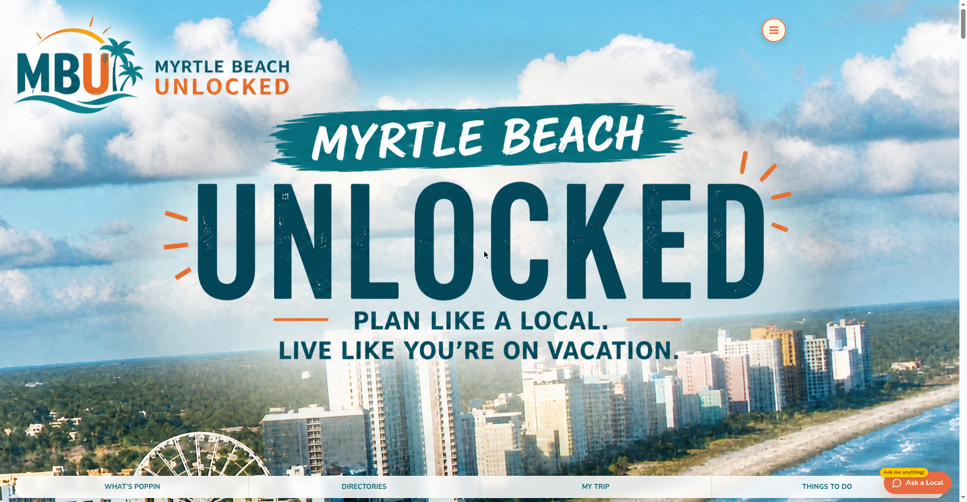 Myrtle Beach Unlocked homepage hero screenshot
